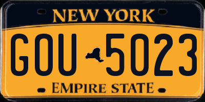 NY license plate GOU5023