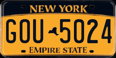 NY license plate GOU5024