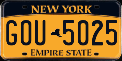 NY license plate GOU5025