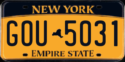 NY license plate GOU5031