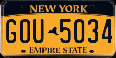 NY license plate GOU5034
