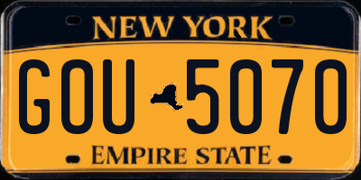 NY license plate GOU5070