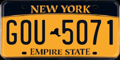 NY license plate GOU5071