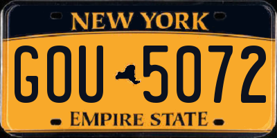 NY license plate GOU5072