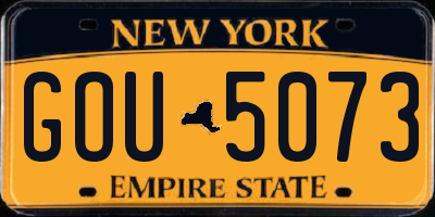 NY license plate GOU5073