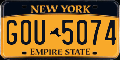 NY license plate GOU5074