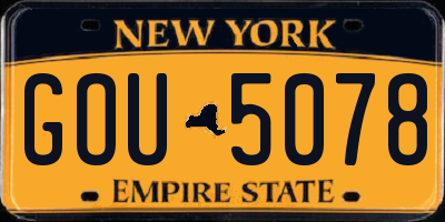 NY license plate GOU5078