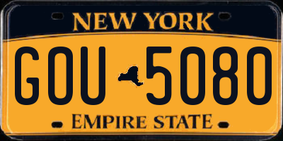 NY license plate GOU5080
