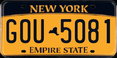 NY license plate GOU5081