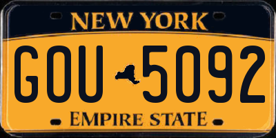 NY license plate GOU5092