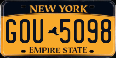 NY license plate GOU5098
