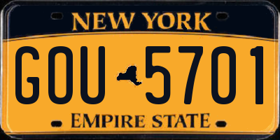 NY license plate GOU5701