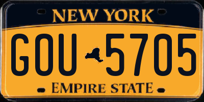 NY license plate GOU5705