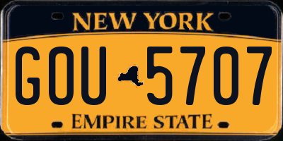 NY license plate GOU5707