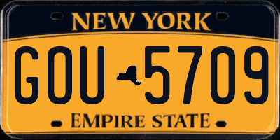 NY license plate GOU5709