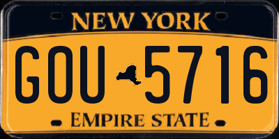 NY license plate GOU5716
