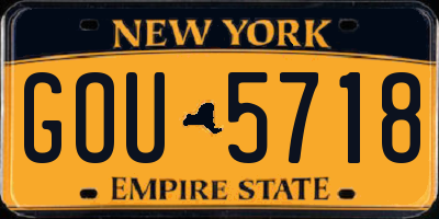 NY license plate GOU5718