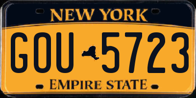 NY license plate GOU5723