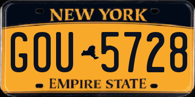 NY license plate GOU5728