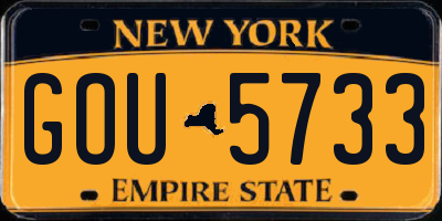 NY license plate GOU5733