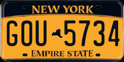 NY license plate GOU5734