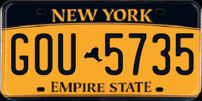 NY license plate GOU5735