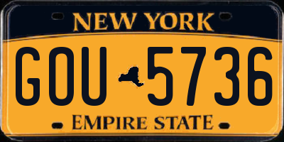 NY license plate GOU5736