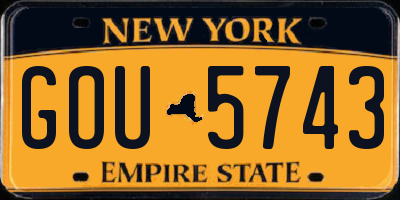 NY license plate GOU5743