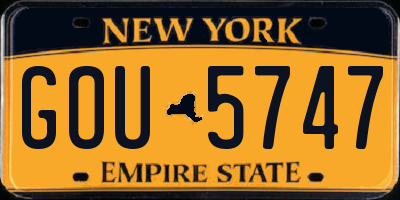 NY license plate GOU5747