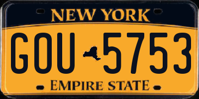 NY license plate GOU5753