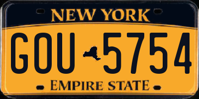 NY license plate GOU5754