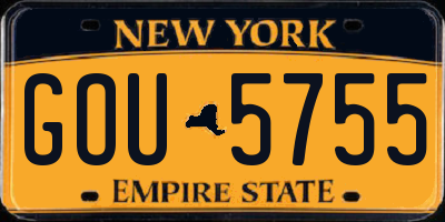 NY license plate GOU5755