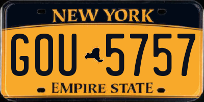 NY license plate GOU5757
