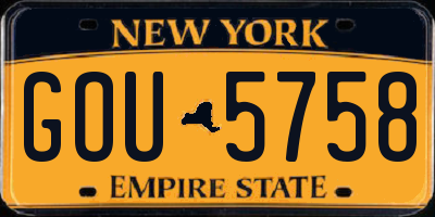 NY license plate GOU5758