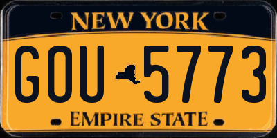 NY license plate GOU5773