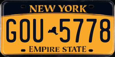 NY license plate GOU5778