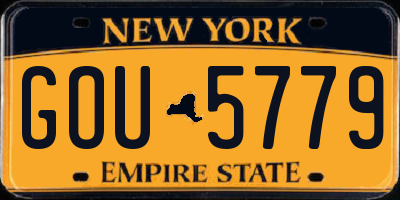NY license plate GOU5779