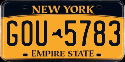 NY license plate GOU5783