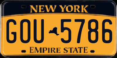 NY license plate GOU5786