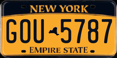NY license plate GOU5787