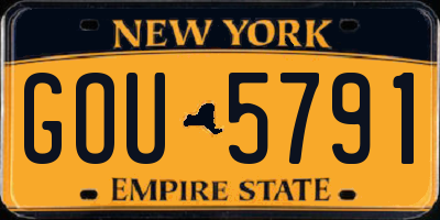 NY license plate GOU5791