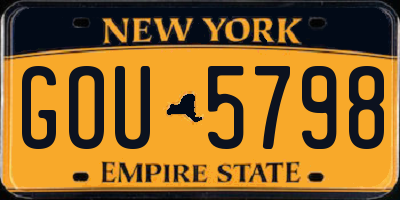 NY license plate GOU5798