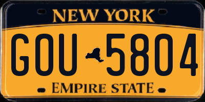 NY license plate GOU5804