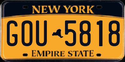 NY license plate GOU5818