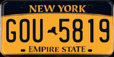 NY license plate GOU5819