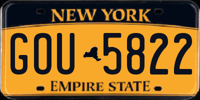 NY license plate GOU5822