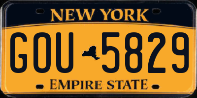 NY license plate GOU5829
