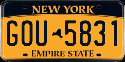 NY license plate GOU5831