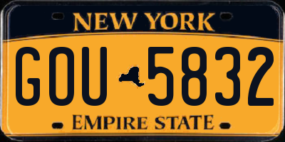 NY license plate GOU5832