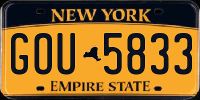 NY license plate GOU5833